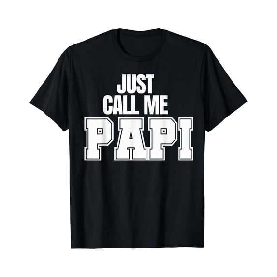 Just Call Me Papi Men's Graphic T-Shirt Funny Father's Day Gift Retro Style Cotton Tee Black