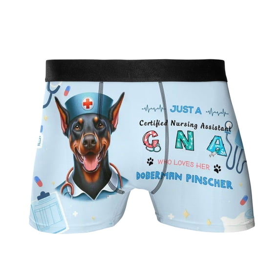 Just a Certified Nursing Assistant Cna Who Loves Her Doberman Pinscher All Over Print Boxer Briefs Underwear for Men Dad Doberman Dog Lover Gifts - 00003