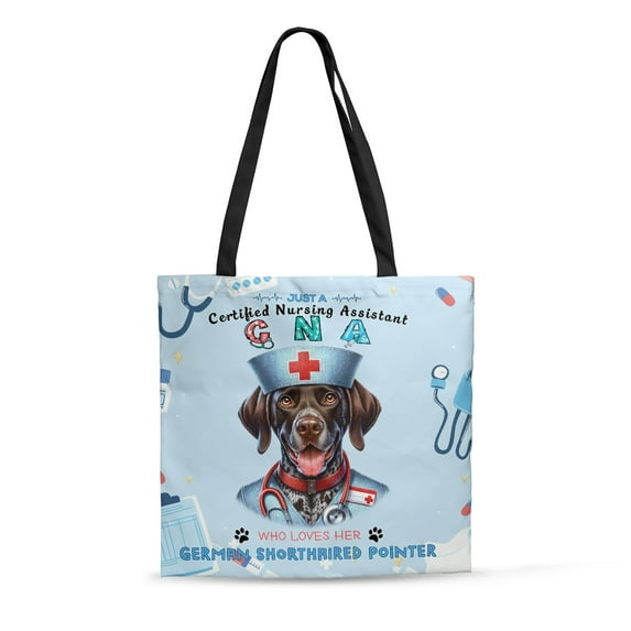 Just a Certified Nursing Assistant Cna Who Loves Her German Shorthaired Pointer All Over Print 3D Canvas Tote Bag GSP Lover Dog Gift Reusable Handbag - 00003