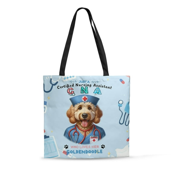Just a Certified Nursing Assistant Cna Who Loves Her Goldendoodle All Over Print 3D Canvas Tote Bag Doodle Dog Lover Gifts Idea Reusable Handbag - 00003