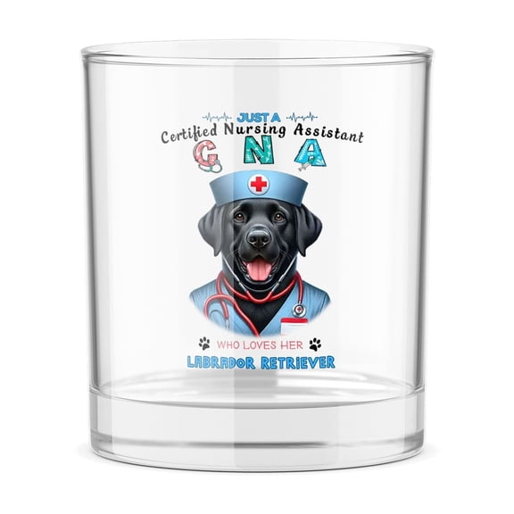 Just a Certified Nursing Assistant Cna Who Loves Her Labrador Retriever 11oz Whiskey Glass Mug Lab Dog Lover Gifts Whiskey Cocktail Glasses Cup - 00003
