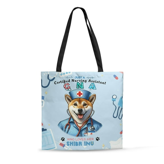 Just a Certified Nursing Assistant Cna Who Loves Her Shiba Inu All Over Print 3D Canvas Tote Bag Shibas Dog Lovers Gifts Idea Reusable Handbag - 00003
