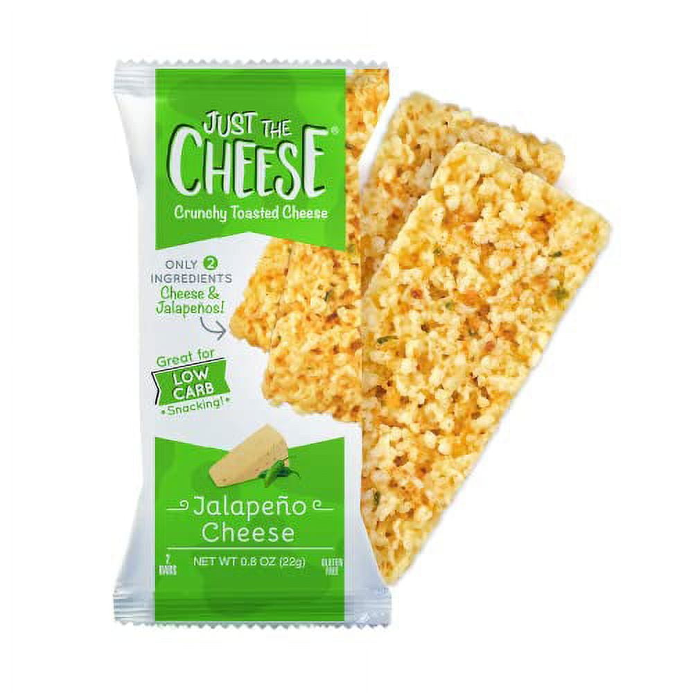 Just the Cheese Bars Cheese Crisps | High Protein Baked Keto Snack | Made with 100% Real Cheese | Gluten Free | Low Carb Lifestyle | CHEESE & REAL JALAPENO BLEND, 0.8 Ounces (Pack of 10)