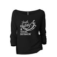 thumbnail image 1 of Just Chilin And Social Distancin Women's Fashion Slouchy 3/4 Sleeves Raglan Lightweight Sweatshirt Black X-Large, 1 of 3