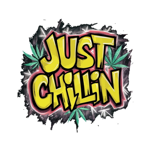 Just Chilin Relaxing Joy and Happiness Cheeful Quote Wall Art Sticker Designs Vinyl Stickers For Home House Walls Rooms Windows Bedroom Decoration Size (12x12 inch)