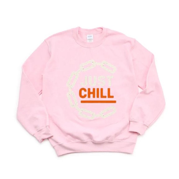 Just Chill Retro Chain Circle Design Relax Vintage Cool Vibe Calm Peace Sweatshirt, for men & women, up to size 5XL