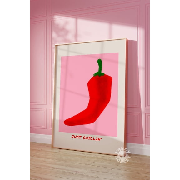 Just Chillin Chili Retro Kitchen Wall Art, Unframed Paper Print Size 8x12