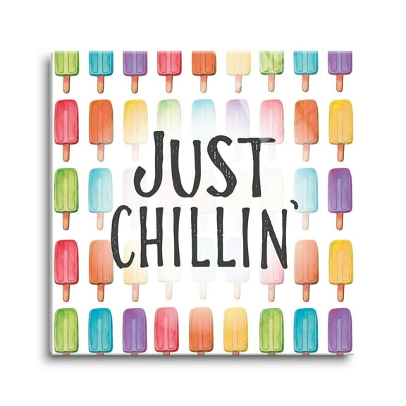 Just Chillin' Colorful Ice Pops 8 x 8 Glass Wall Hanging Sign