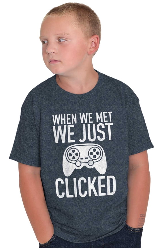 Just Clicked Funny Video Gamer Nerd Crewneck T Shirts Boy Girl Teen Brisco Brands L
