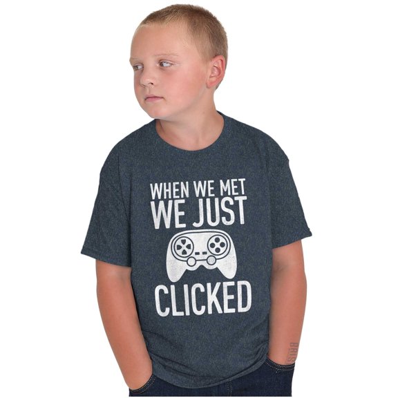 Just Clicked Funny Video Gamer Nerd Crewneck T Shirts Boy Girl Teen Brisco Brands S