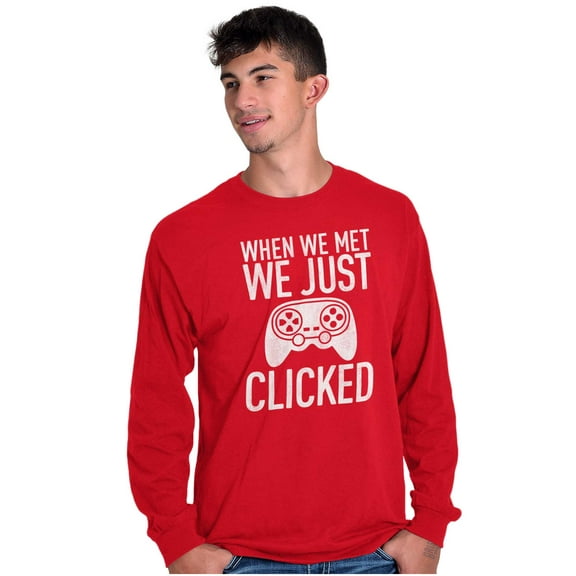 Just Clicked Funny Video Gamer Nerd Long Sleeve TShirt Men Women Brisco Brands L