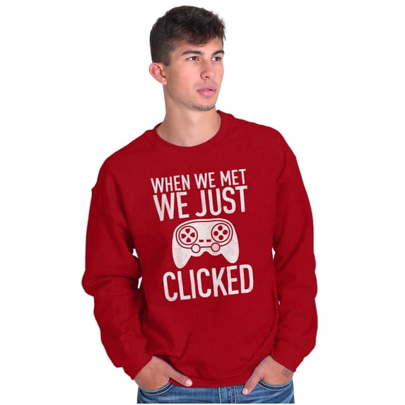 Just Clicked Funny Video Gamer Nerd Sweatshirt for Men or Women Brisco Brands 2X