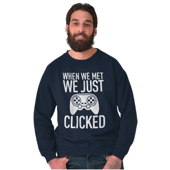 Just Clicked Funny Video Gamer Nerd Sweatshirt for Men or Women Brisco Brands X