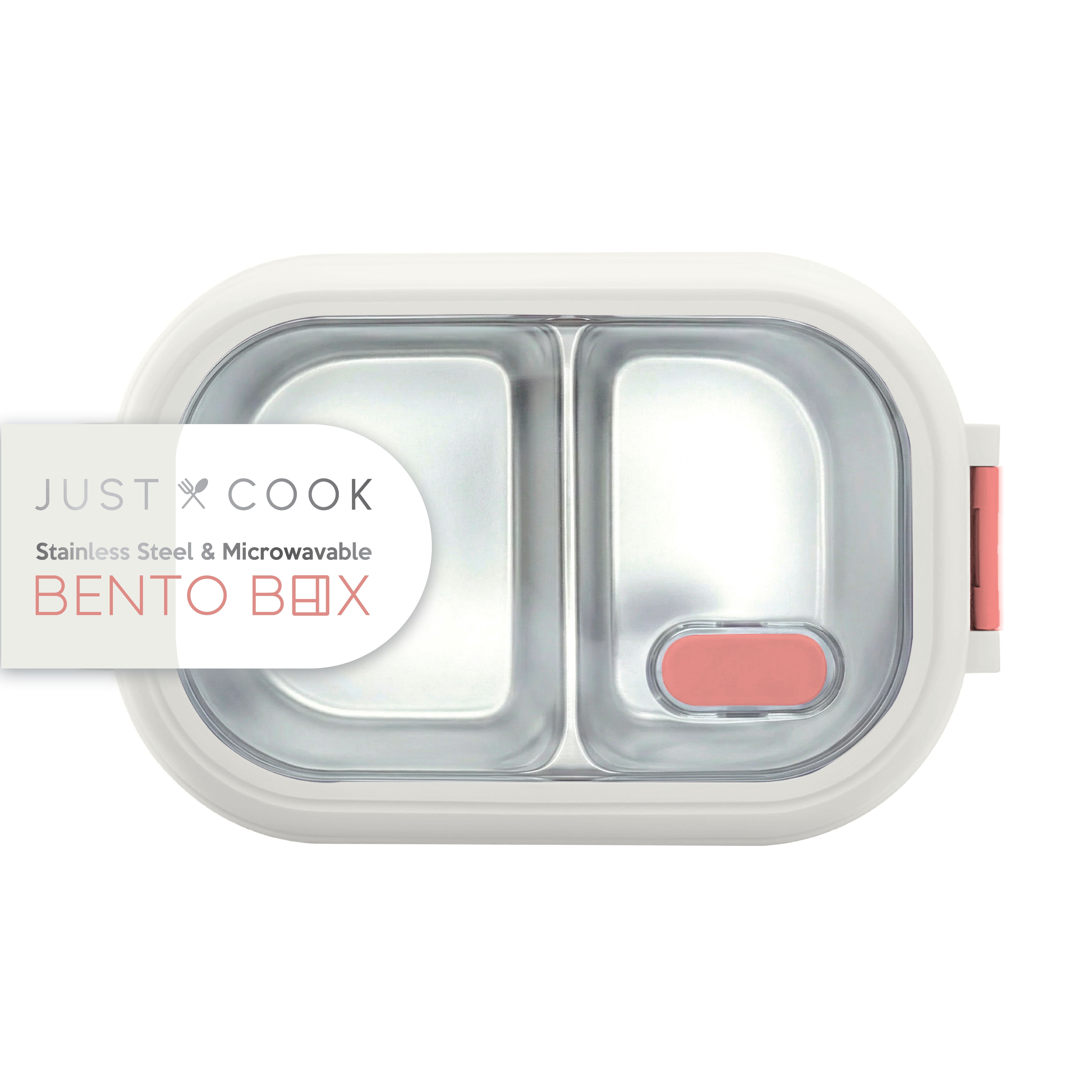 Just Cook Pink 1000 ml Stainless Steel Bento Box with Locktop Lid - Microwave Safe