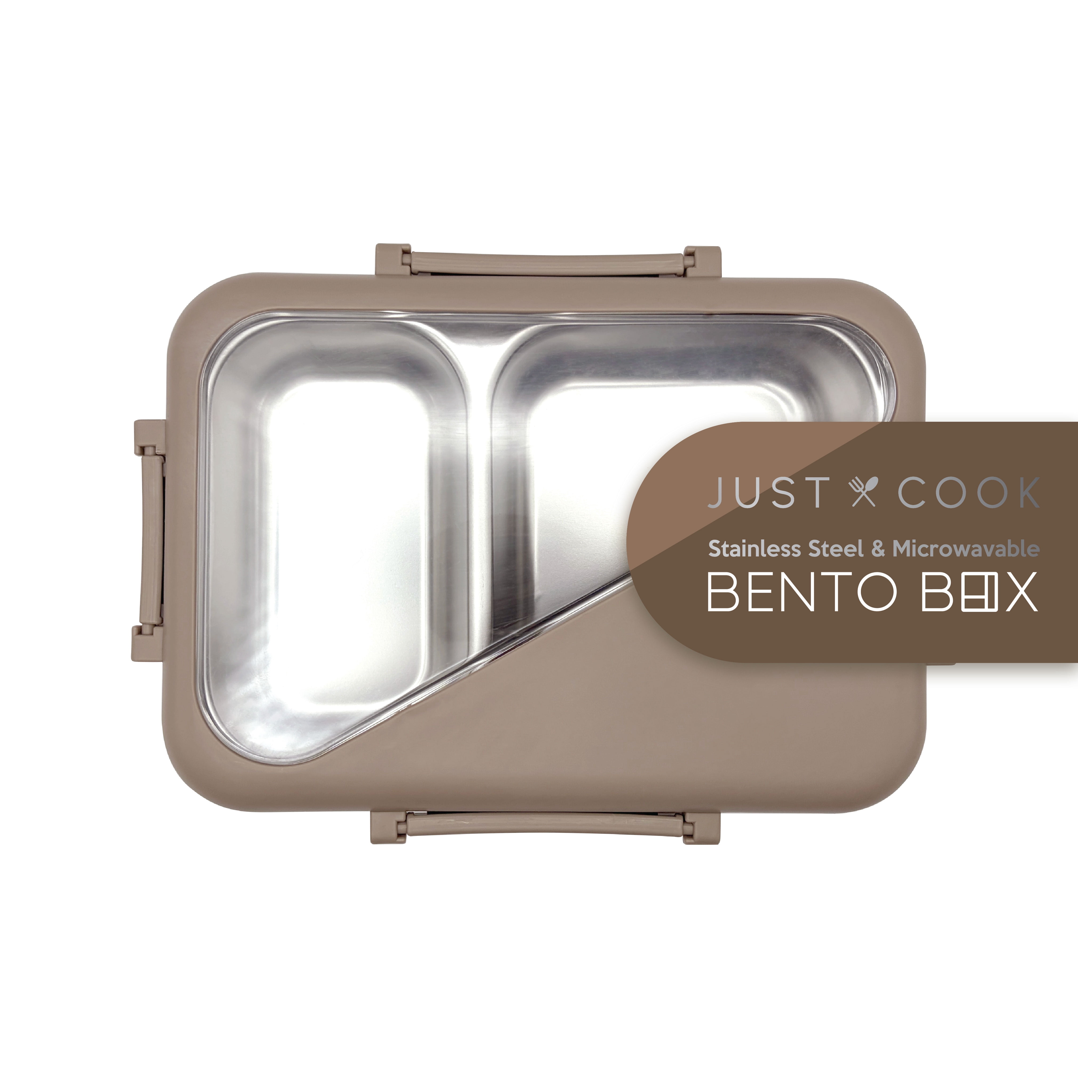 Just Cook 2 Section Microwave Safe Stainless Steel Bento Box 900 ml (Mocha Mousse)