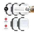 thumbnail image 1 of Just Cook Glass Food Storage Container Set with Expandable Silicone Lids, 10PC Set - 3 Single Compartment, 2 Two Compartment, Designed to Help Everyday Kitchen and Lunch Organization, 1 of 11