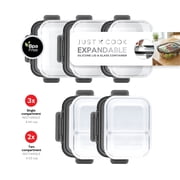 Just Cook Glass Food Storage Container Set with Expandable Lids for Meal Prep, 10 Pack