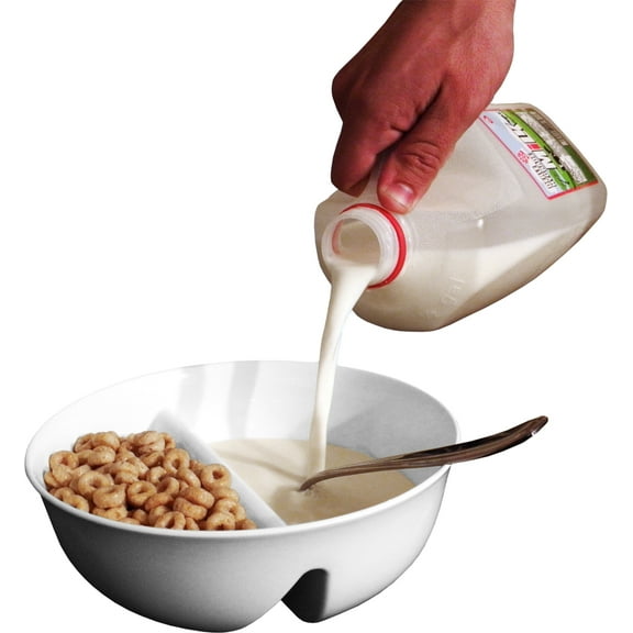 Just Crunch Anti-Soggy Cereal Bowl - Keeps your Cereal Fresh and Crunchy | BPA Free and Microwave Safe | For Ice Cream & Topping, Yogurt & Berries, Fries & Ketchup and More - White
