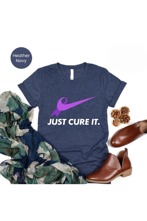Just Cure It Shirt - Purple Ribbon Tee for Lupus, Alzheimer's, Migraine, Cystis Fibrosis, Fibromyalgia Awareness - Chronic Illness Support TSHIRT All Size S-5XL