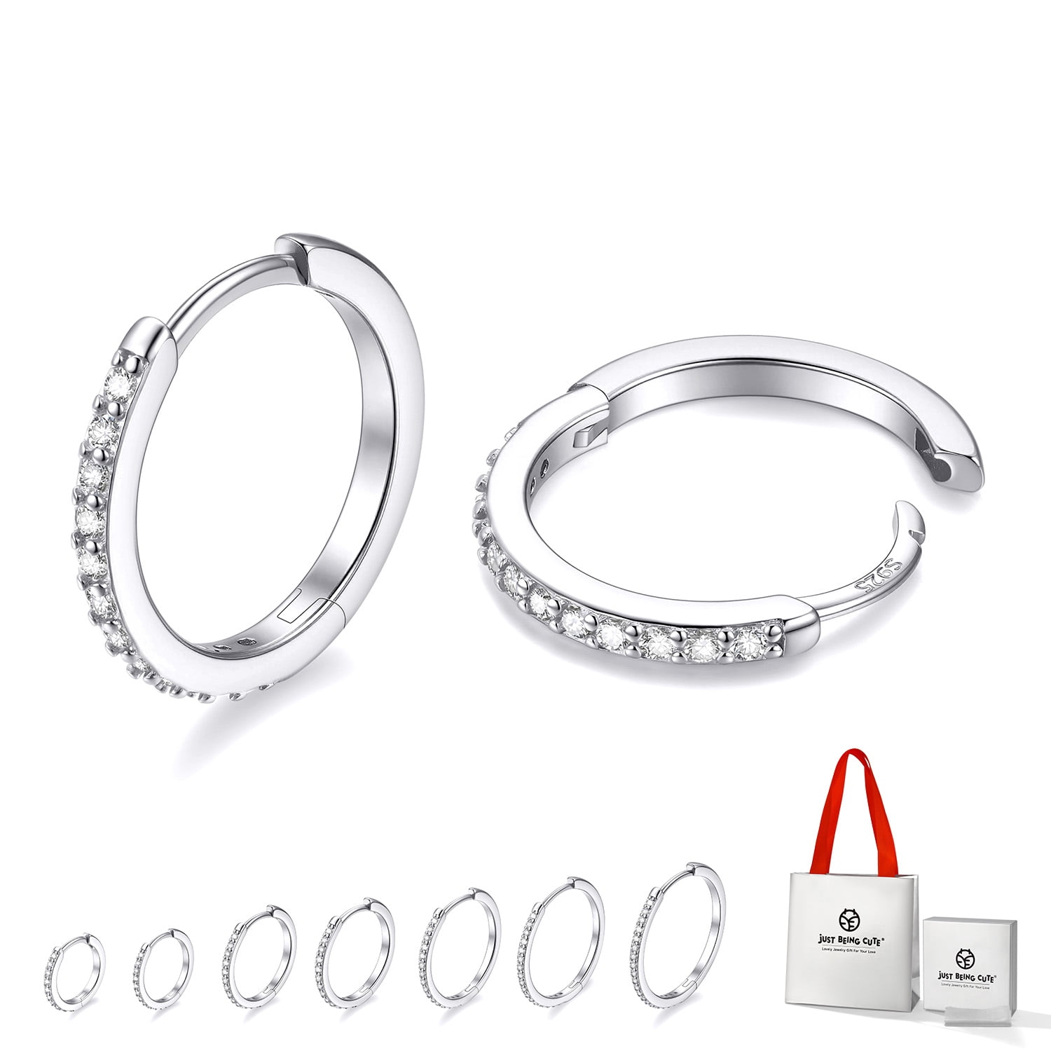 Just Being Cute Hypoallergenic Huggie Hoop Earrings for Women, 10mm Small Hoops Cartilage Earrings for Sensitive Ears with S925 Pins & Backs Birthday Mothers Day Jewelry Gift for Girlfriend/Mom