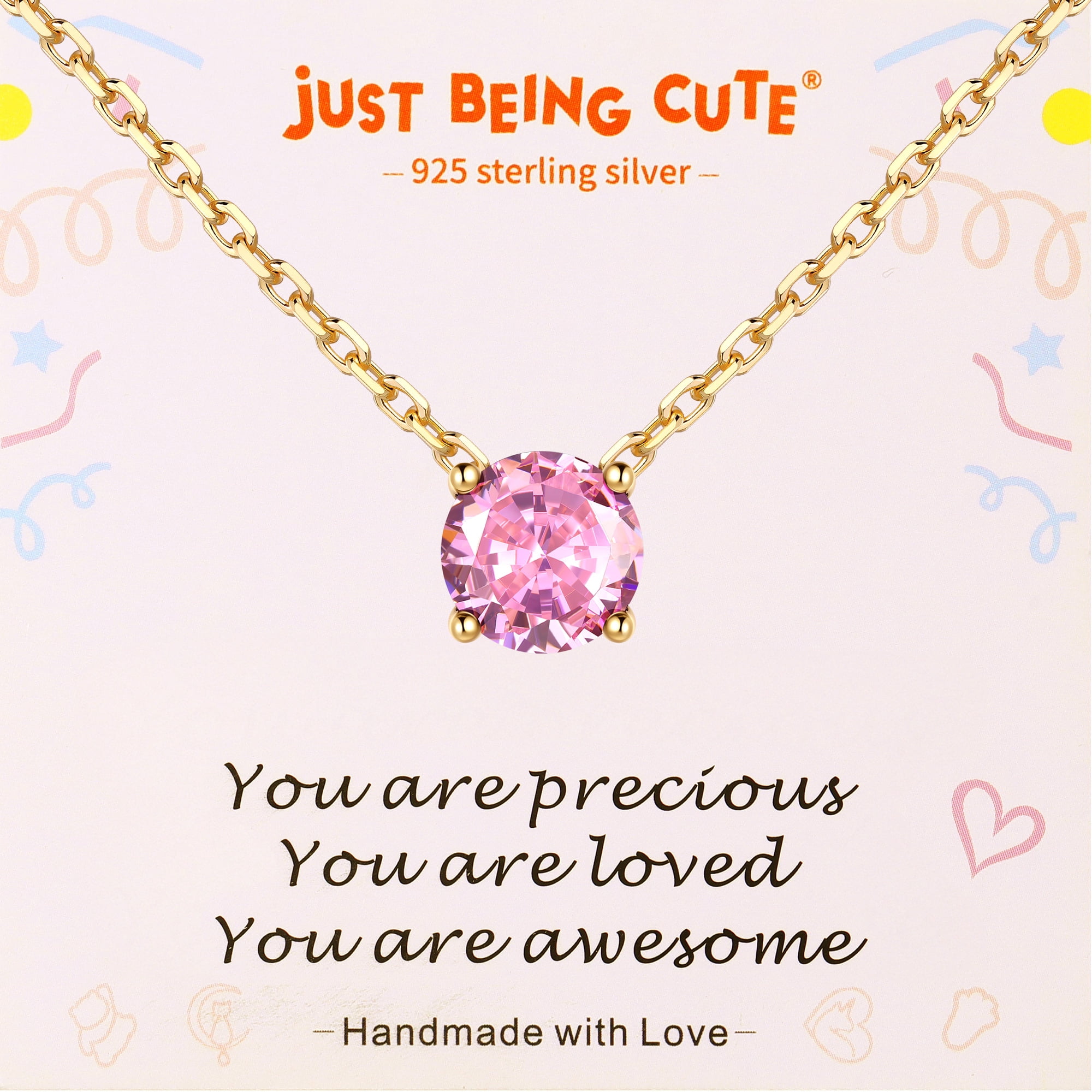 Just Being Cute 14K Gold Plated Necklace for Women, 1.0 Carat(6.5mm ...