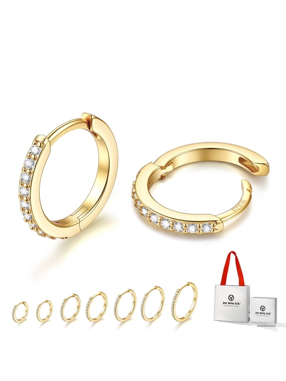 Hypoallergenic Huggie Hoop Earrings for Women, Gold Plated 8mm Mini Hoops Cartilage Earrings for Sensitive Ears with S925 Pins & Backs Birthday Mothers Day Jewelry Gift for Her/Mom