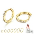 thumbnail image 1 of Just Being Cute 8mm 14K Gold Plated Hoop Earrings for Women, Lightweight Small Cubic Zirconia Huggie Hoop Earrings with 925 Sterling Silver Pins & Backs, Valentines Gifts for Her with Box, 1 of 7