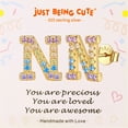 thumbnail image 1 of Just Being Cute Initial Earrings for Women Rainbow Cubic Zirconia Letter Stud Earring Hypoallergenic Alphabets N Studs Birthday Mothers Day Jewelry for Mom/Her with Gift Card, 1 of 11