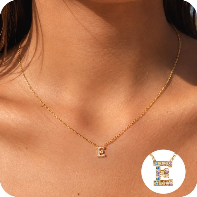 Just Being Cute Initial Necklace for Women, Personalized 14K Gold ...