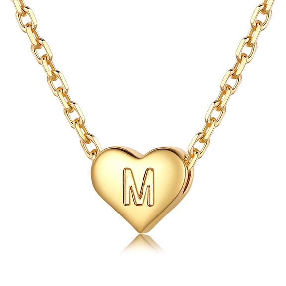 Just Being Cute Heart Necklaces for Women, 14K Gold Plated Love Initial M Pendant Necklace Jewelry Gifts for Her, Birthday/Christmas