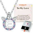 thumbnail image 1 of Just Being Cute Unicorn Necklace for Girls, Initial Necklaces Hypoallergenic 925 Sterling Silver Letter E Pendant Daughter Jewelry Gift for Birthday Christmas with Love Card, 1 of 9