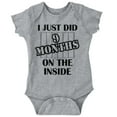 thumbnail image 1 of Just Did 9 Months On The Inside Romper Boys or Girls Infant Baby Brisco Brands 12M, 1 of 6