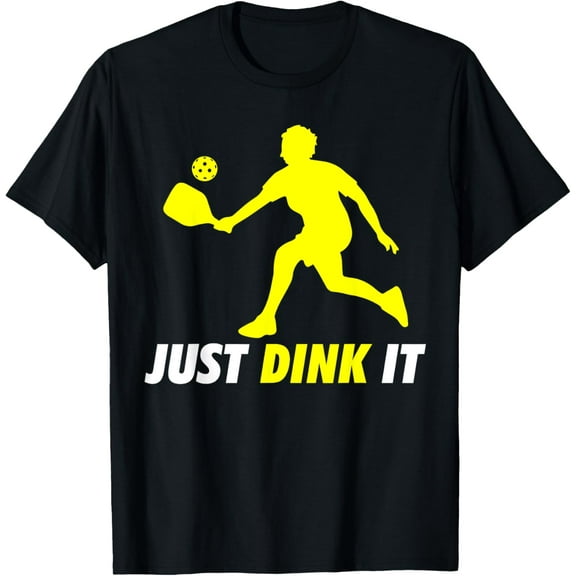 Just Dink It Funny Pickleball Pickle Ball T-Shirt, Black100% cotton