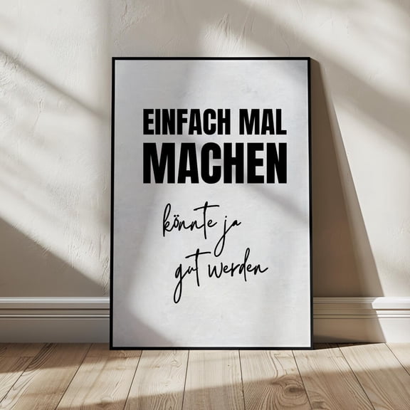 Just Do It German Quote Poster, Unframed Paper Poster 8x10in