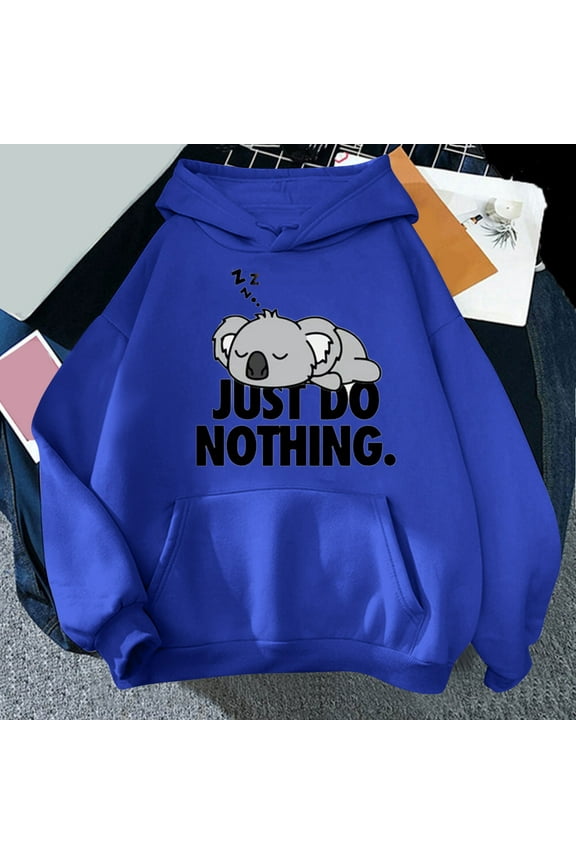 Just Do Nothing Fashion Sweatshirts Hoodie For Teen Girls Tops Fall 2023 Blue