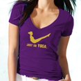 thumbnail image 1 of Just Do Yoga Printed V-Neck Tee Funny Cute Yoga Purple Shirt Small, 1 of 2