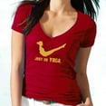 thumbnail image 1 of Just Do Yoga Printed V-Neck Tee Funny Cute Yoga Red Shirt Large, 1 of 2