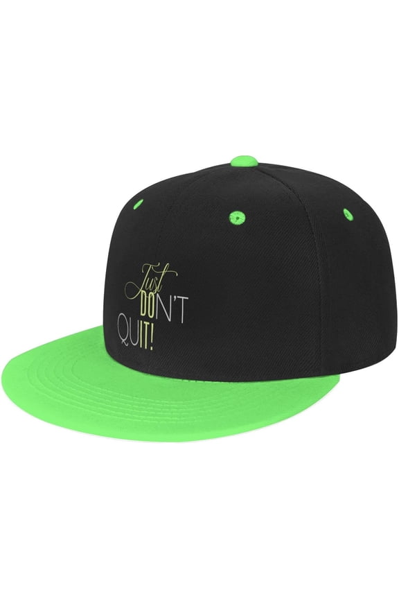 Just Don't Quit Flat Bill Hats Snapback Hat Brim Baseball Cap for Men Adjustable,White