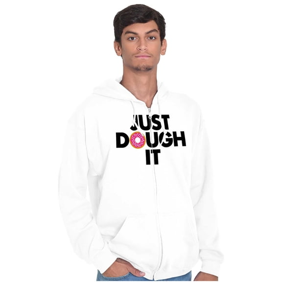 Just Dough It Donut Baking Baker Lazy Zip Up Hoodie Men's Women's Brisco Brands L