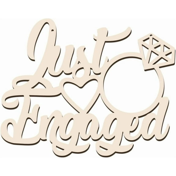 Just Engaged Wooden Sign Diamond Ring Engagement Decorative Sign Wood Letters Sign Wall Hanging Photo Prop for Bachelorette Bridal Shower Engagement Party Wedding Decor 9.29x11.8 Mixed Color