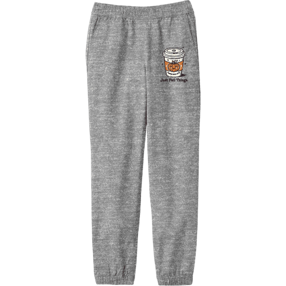 Just Fall Things Pumpkin Spice Latte Youth Heather Gray Jogger Pants-Small