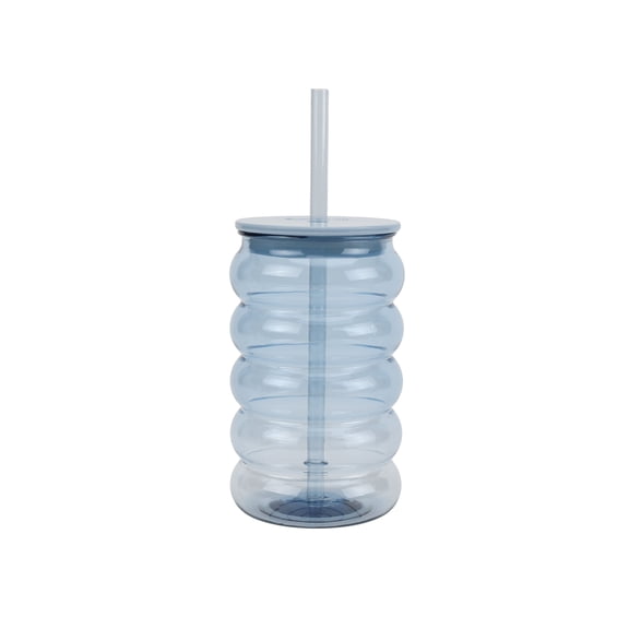 Just Feed Me by Jessie James Decker 18oz Bubble-Ribbed Tumbler with Straw, Blue