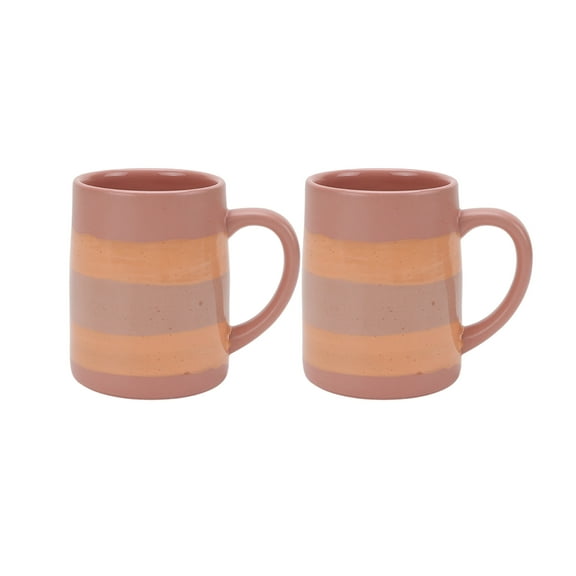 Just Feed Me by Jessie James Decker 2-Piece 18-Ounce Ceramic Mug Set, Striped