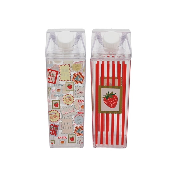 Just Feed Me by Jessie James Decker 2-Pack 18oz Carton-Style Tumbler Set, Strawberries and Stamps