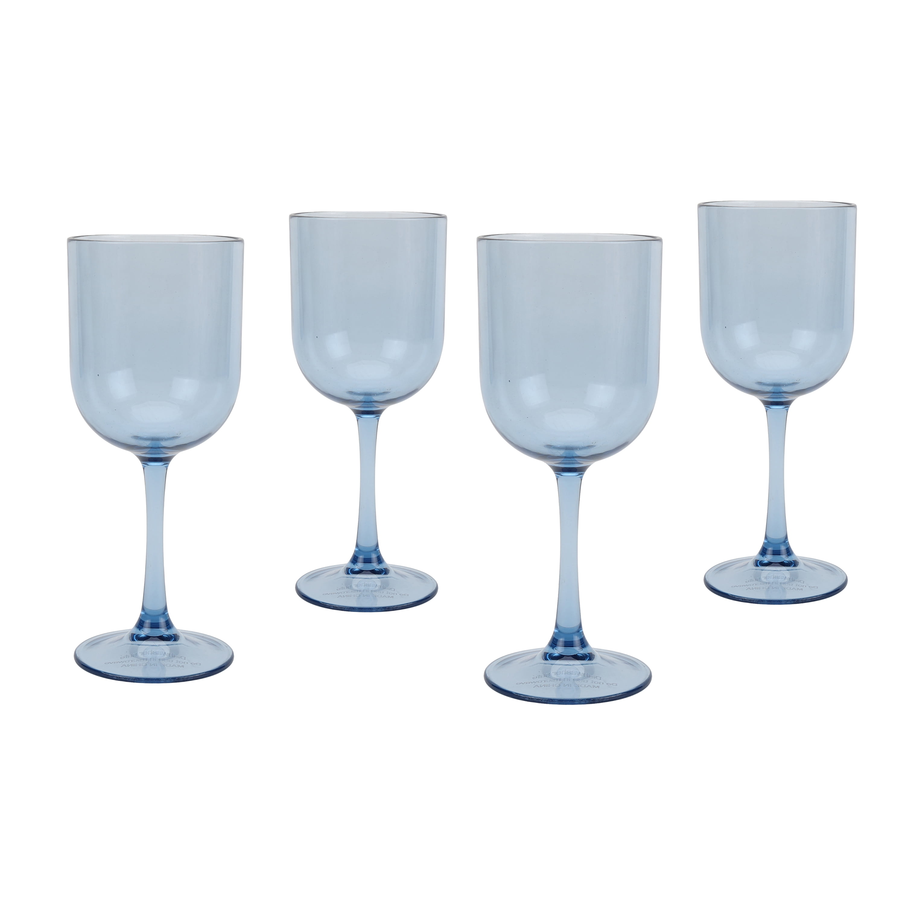 Just Feed Me by Jessie James Decker 4-Piece 12oz Stemmed Wine Glass Set, Blue