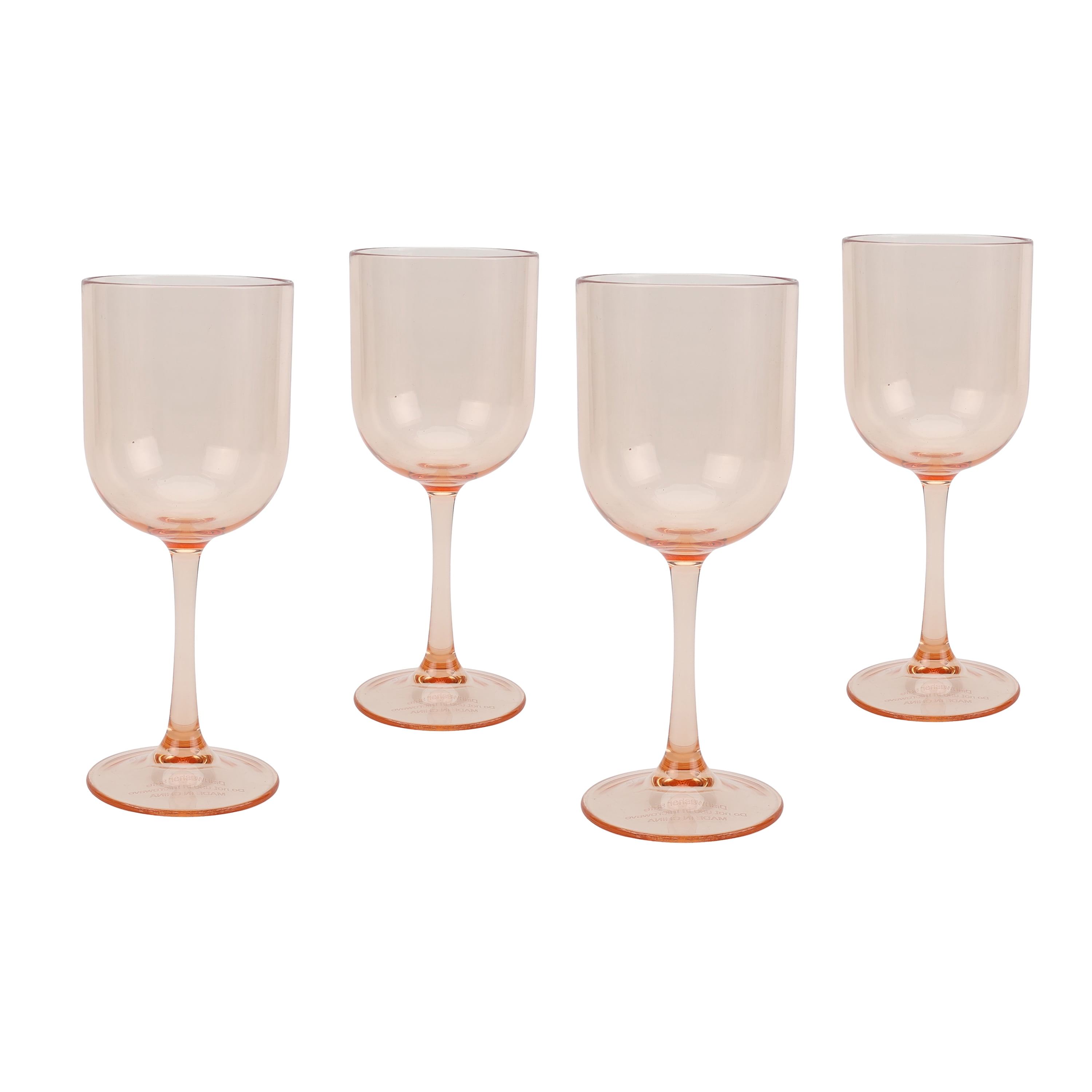 Just Feed Me by Jessie James Decker 4-Piece 12oz Stemmed Wine Glass Set, Pink