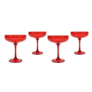 Just Feed Me by Jessie James Decker 4-Piece 13oz Coupe Glass, Red