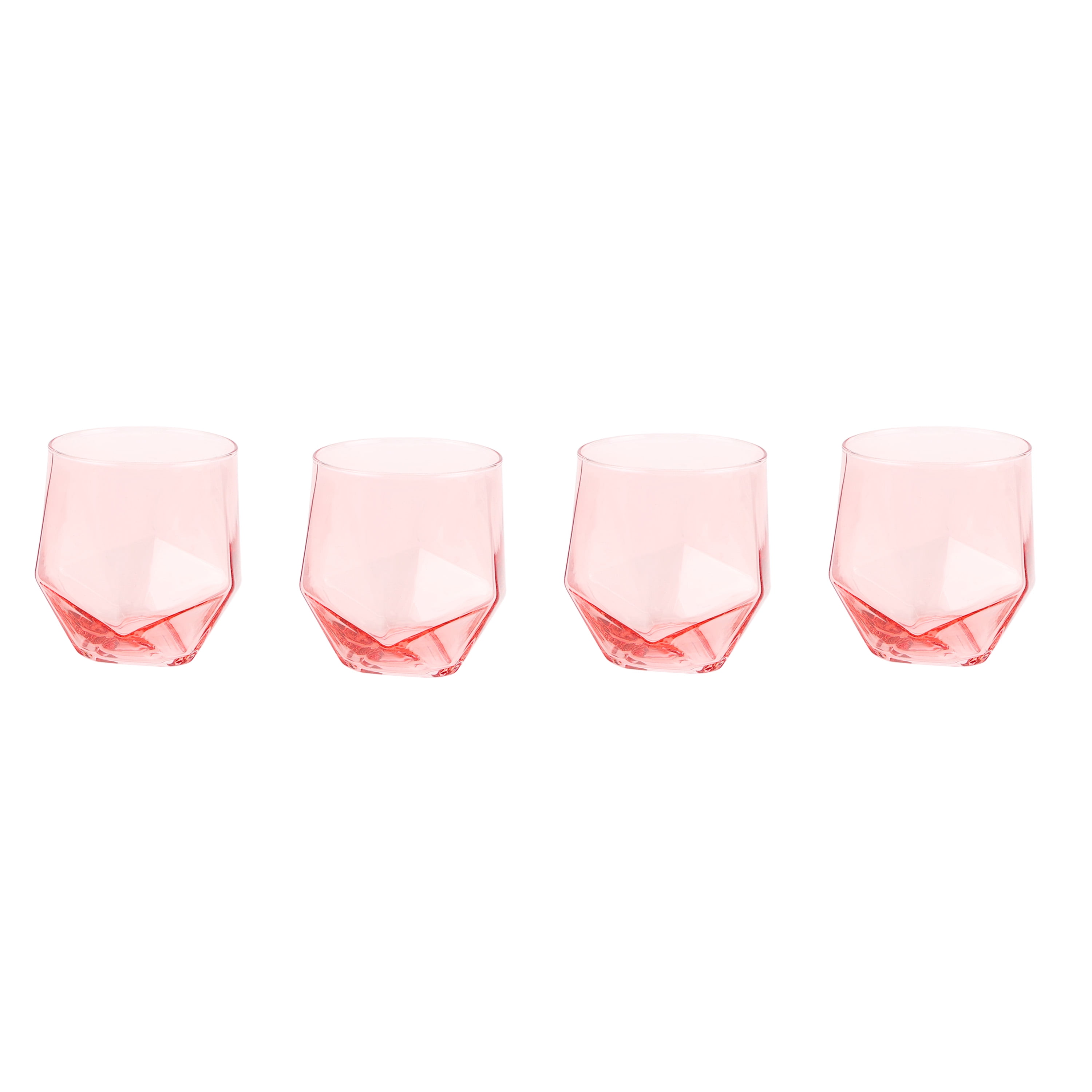 Just Feed Me by Jessie James Decker 4-Piece 15-Ounce Stemless Wine Glass Set, Dusty Rose