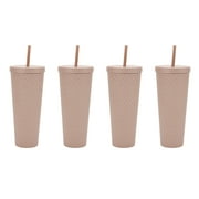Just Feed Me by Jessie James Decker 4-Piece 26-Ounce Acrylic Textured Tumbler Set, Matte Mauve