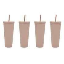 Just Feed Me by Jessie James Decker 4-Piece 26-Ounce Acrylic Textured Tumbler Set, Matte Mauve